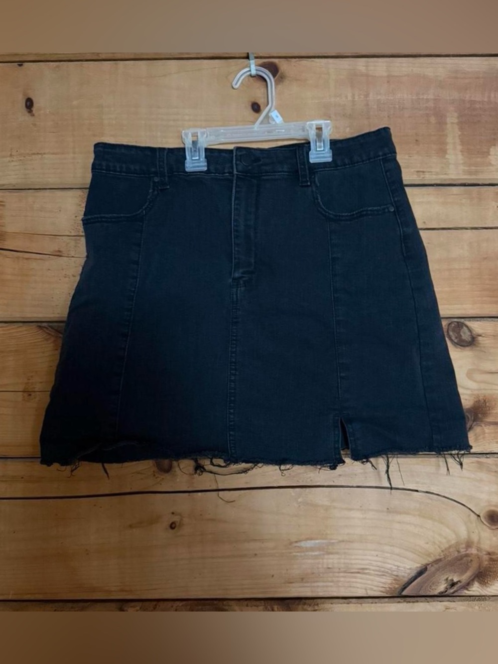 wonder nation Black Denim Mini Skirt with light slit on side